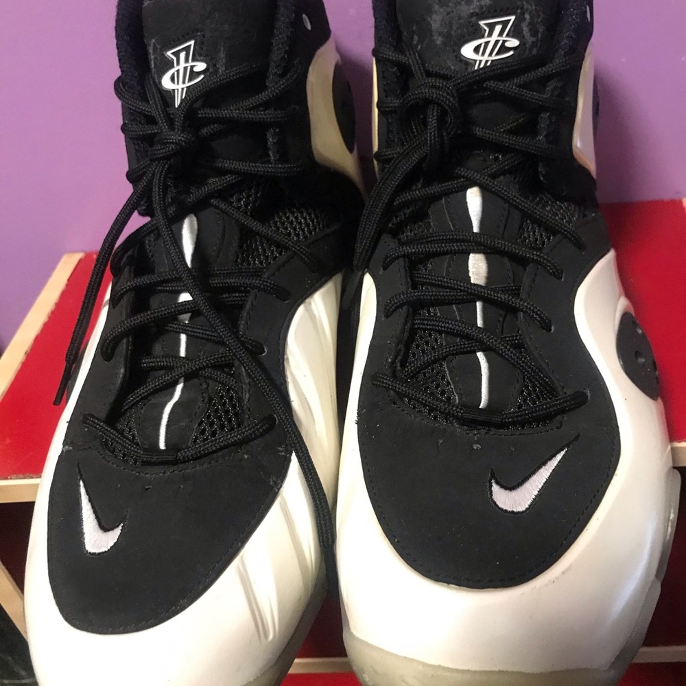 🔥 NIKE ZOOM ROOKIE WHITE Penny Hardaway!!!WHITE BLK PREOWNED GREAT CONDITION